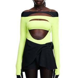 Mugler H&M Cut-Out Bodysuit Acid Green